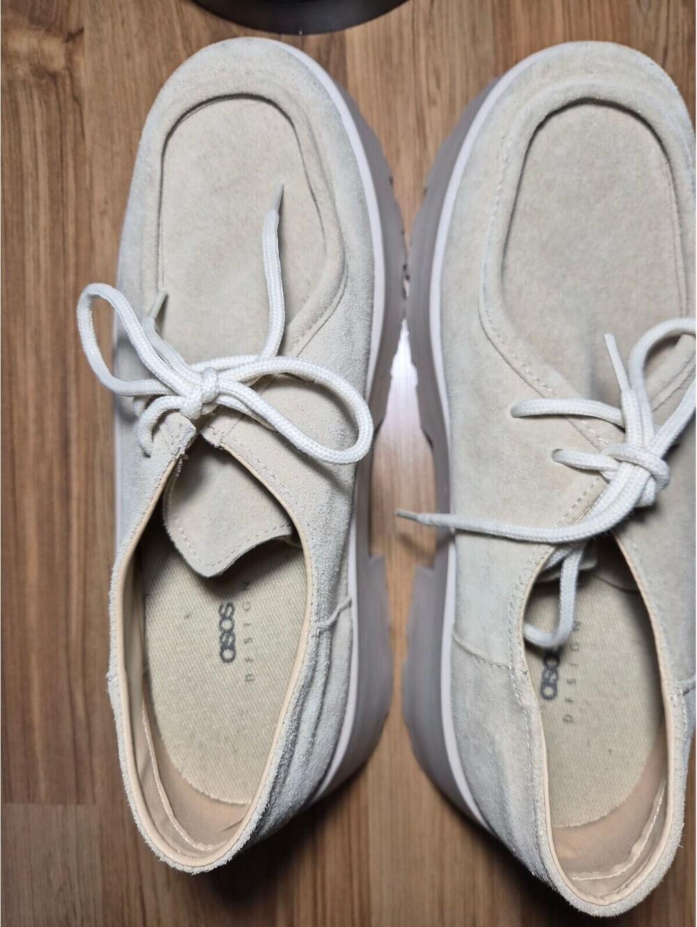 ASOS cream suede chunky lace up chukka shoes